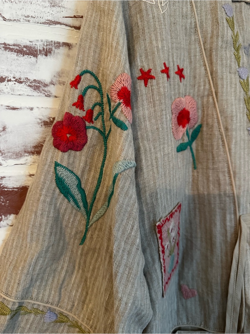 Johnny Was Beige Embroidered Kimono Jacket - Fleur - Picture 4 of 9